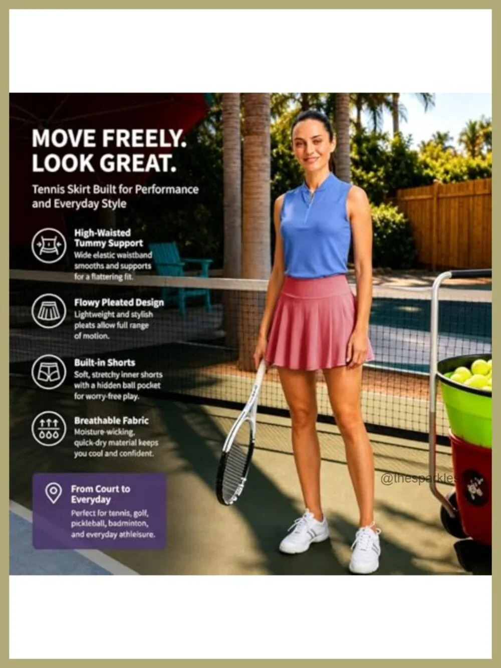 Women's Pleated Tennis Skort with 2 Pockets High Waisted Athletic Golf Skirt